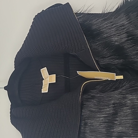 NEW MICHAEL Michael Kors black faux fur vest large - Picture 12 of 12